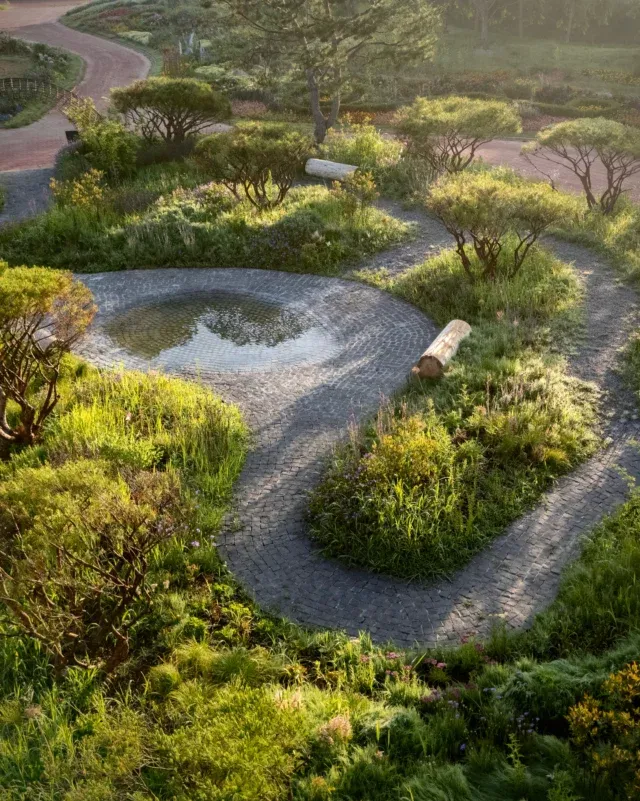 New shots of our garden in South Korea 🇰🇷🌿 designed for the Horticultural-Healing Expo in Taean in May 2026.

Rinascita — meaning rebirth in Italian — explores how a healthy future can emerge from nature through care, patience, and regeneration.
Italian landscapes are palimpsests, where Roman ruins, agricultural terraces, and contemporary life coexist in layers. The dark angular stones of the main path scatter and dissolve into grey silica sand — a built form quietly reclaimed by nature, symbolising destruction transformed into fertile ground from which new life emerges.

The garden unfolds as a sequence rather than a destination, guiding visitors through moments of compression and openness, shade and sun, inviting mindful walking and quiet reflection. Planting dominates over sixty percent of the composition, expressing that healing requires not only activity, but also rest and retreat.

The water feature at the heart of the garden highlights the preciousness of this vital resource. During hot weather, the water gradually evaporates, remaining dry until replenished by the next rainfall. This natural cycle serves as a quiet reminder that water is a finite resource to be valued, conserved, and protected.

It was fun being there! 🥳

📸 @unti__tled 

#sᴏᴜᴛʜᴋᴏʀᴇᴀ #expo #garden #healing #plants